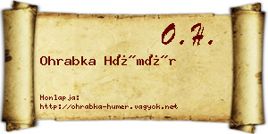 Ohrabka Hümér névjegykártya